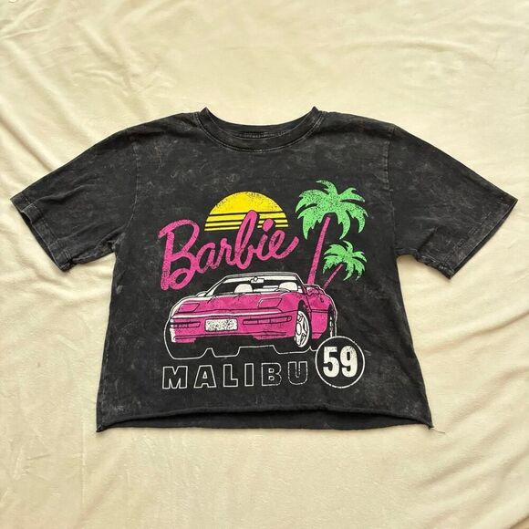 Barbie Crop Top Black Acid Wash Retro xs barbiecore - Picture 1 of 6
